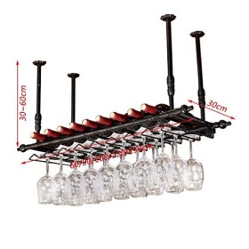 PJQUEKAIPJ Casier à vin, Bar, Restaurant, Suspendu, casier à Verres à vin, Porte-Bouteille de vin au Plafond, en Fer métalliq