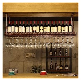 Casier à vin Casier à vin Vintage Industriel, étagère Suspendue Flottante de Bar, Support de Verre à vin à gobelet rétro à l