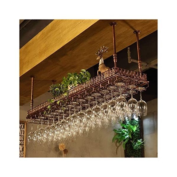 Casier à vin Casier à vin Vintage Industriel, étagère Suspendue Flottante de Bar, Support de Verre à vin à gobelet rétro à l