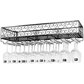 Casier à vin suspendu avec support en verre et étagère, présentoir en fer forgé, ornements muraux à lenvers, support à gobel