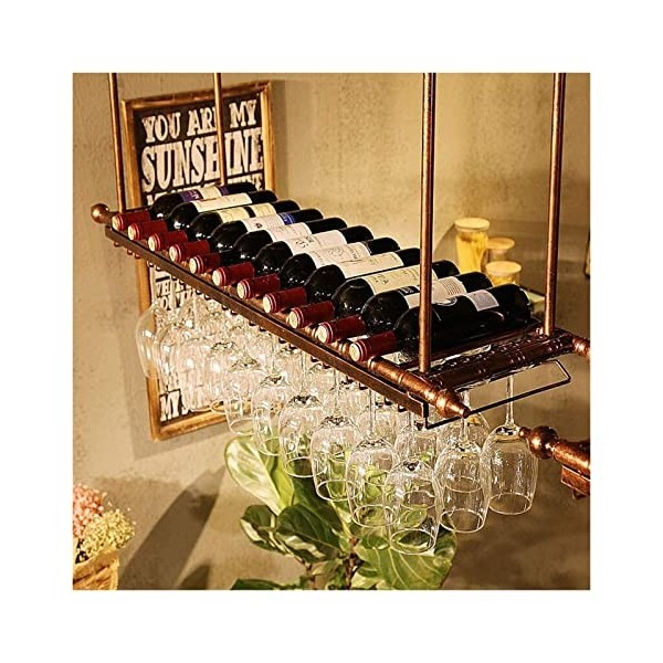 PUCHEN Casier à vin en Bois Massif Tenture Murale Armoire à Vin Présentoir À lenvers Suspendu Gobelet Rack Suspendu Rouge Vi