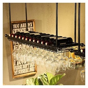 PUCHEN Casier à vin en Bois Massif Tenture Murale Armoire à Vin Présentoir À lenvers Suspendu Gobelet Rack Suspendu Rouge Vi