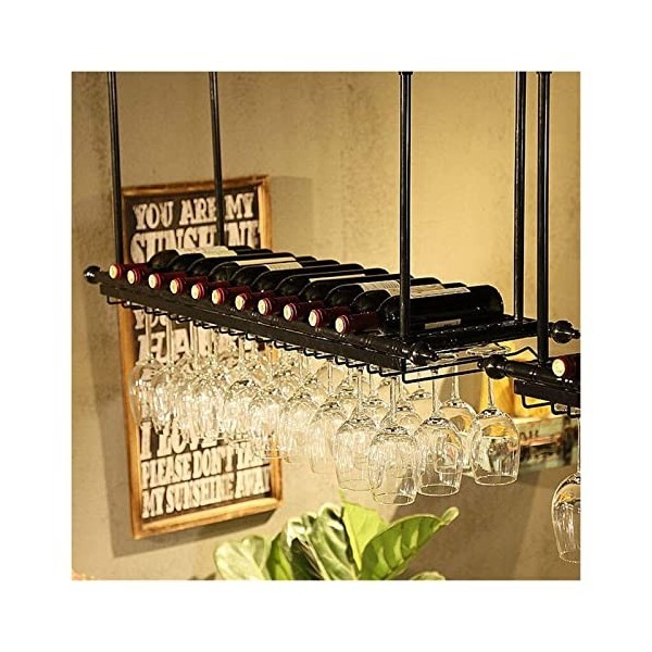 PUCHEN Casier à vin en Bois Massif Tenture Murale Armoire à Vin Présentoir À lenvers Suspendu Gobelet Rack Suspendu Rouge Vi