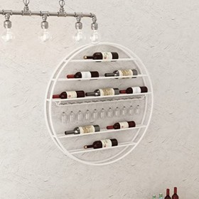 TZUFA Casier à vin Étagère à vin Suspendue | Porte-Bouteille de vin Mural | Porte-Verre à vin en métal Blanc | Support de Sto