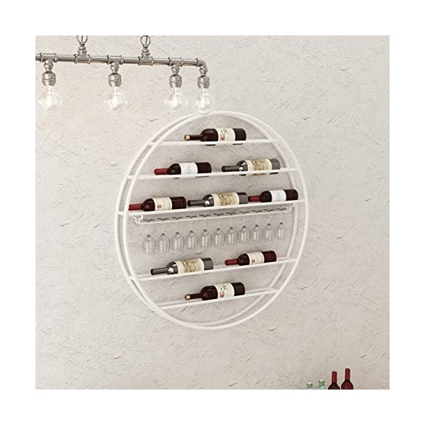 TZUFA Casier à vin Étagère à vin Suspendue | Porte-Bouteille de vin Mural | Porte-Verre à vin en métal Blanc | Support de Sto