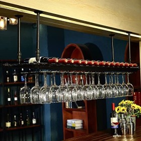 TZUFA Étagère de décoration de casier à vin de Plafond - Support Suspendu en Fer rétro, casier à vin réglable en Hauteur de 3