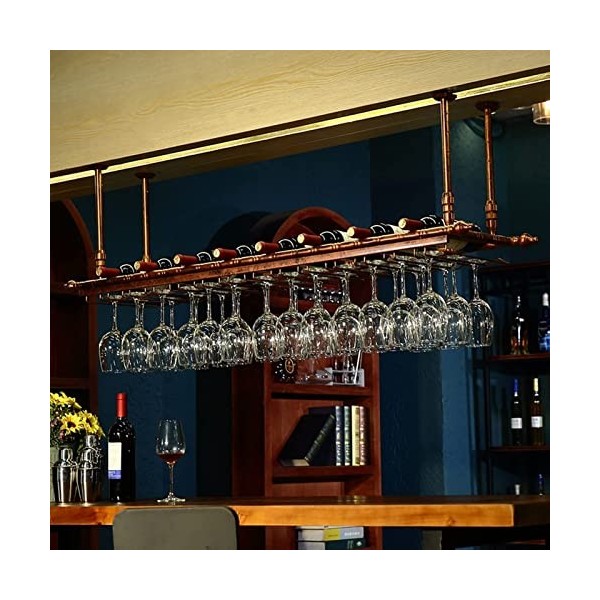 TZUFA Étagère de décoration de casier à vin de Plafond - Support Suspendu en Fer rétro, casier à vin réglable en Hauteur de 3