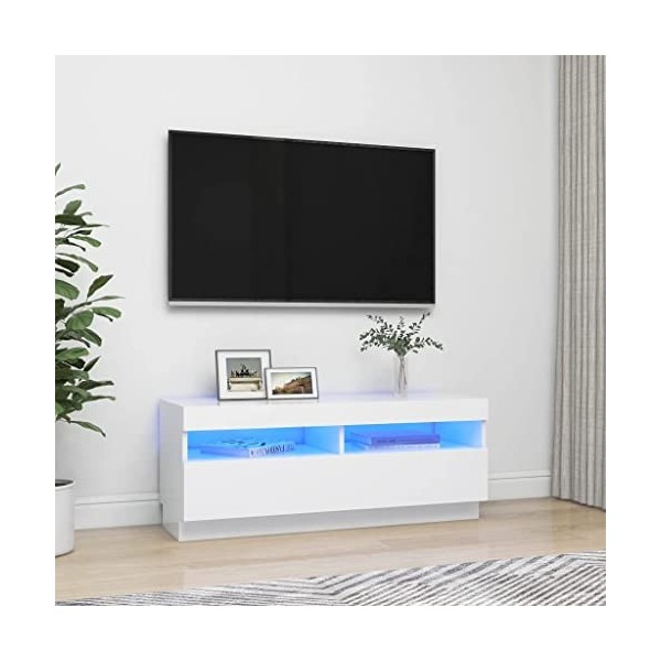vidaXL Meuble TV avec Lumières LED Armoire Basse Centre de Divertissement Meuble Stéréo Salon Salle de Séjour Maison Intérieu