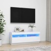 vidaXL Meuble TV avec Lumières LED Armoire Basse Centre de Divertissement Meuble Stéréo Salon Salle de Séjour Maison Intérieu