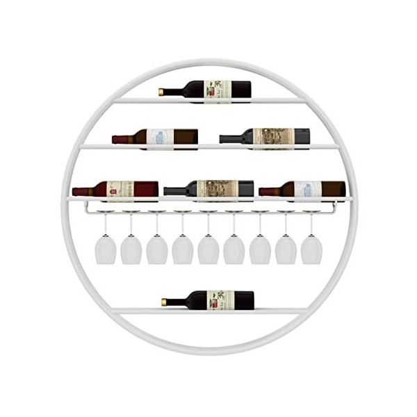 TZUFA Casiers à vin muraux Ronds avec Support de Verre à vin, étagère de Stockage de vin Suspendue, Porte-Bouteille de vin, O