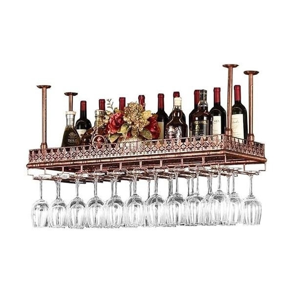 Casier à Vin Mural Étagère à Vin Murale Meubles de Bar Casiers à Vin Suspendus au Plafond/Suspendus Support de Verre à Vin à 