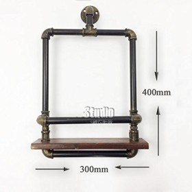 Casier à vin, loft Tuyau en Fer forgé Mur en Bois Massif Suspendu casier à vin Bar casier à vin, présentoir