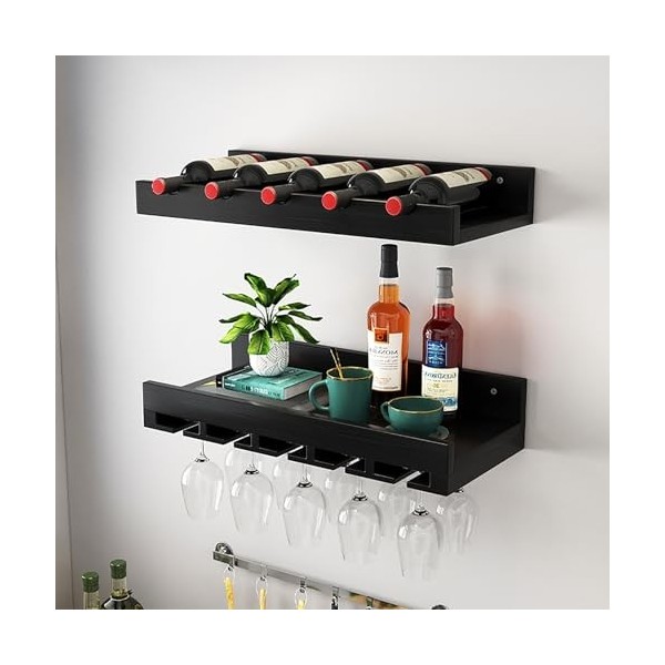 Porte Bois Bouteilles Muraux Industriels Casier À Vin Porte-Verre À Vin Suspendu Mural Étagère À Vin Support De Rangement Pou