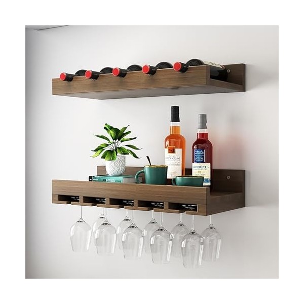 Porte Bois Bouteilles Muraux Industriels Casier À Vin Porte-Verre À Vin Suspendu Mural Étagère À Vin Support De Rangement Pou