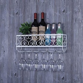 Casier à vin Support de Rangement Porte-Bouteilles de vin Support de Verre à vin Support Mural pour Verres à Pied Cintre Susp