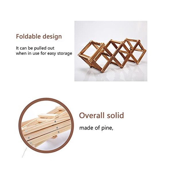 Casier à vin à 3 Bouteilles, casier à vin en Bois casier à vin autoportant, Protecteur de casier à vin Pliable, présentoir à 