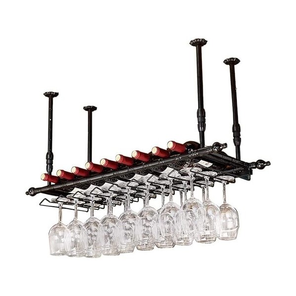 Casier à vin Mural – Support à Suspendre pour Bar/Comptoir de Bar en Fer forgé à Hauteur réglable, Peut accrocher Plusieurs V