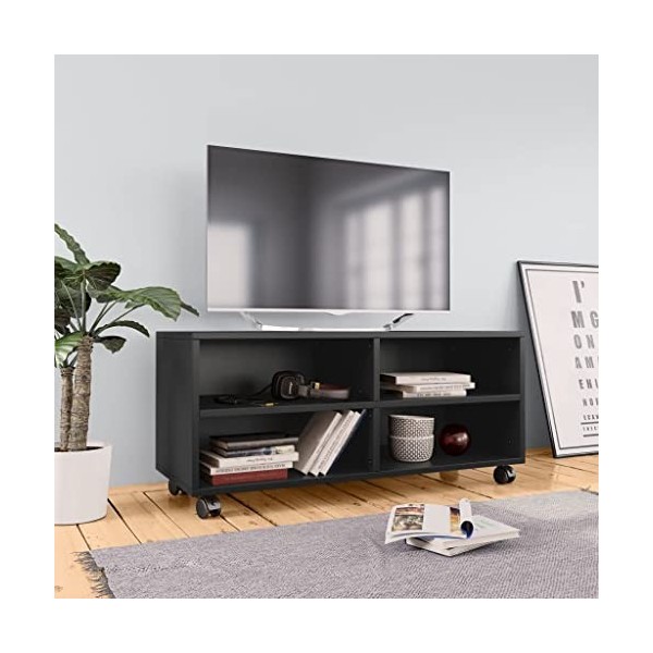 Meuble TV | Style Elégance | Rangement matériel télé Audio Video Gaming | 90x35x35cm Noir