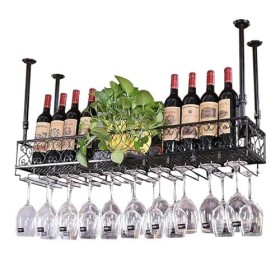 Casier à vin Casier à Verres à Vin de Plafond, Casier à Verres à Vin Suspendu Noir Armoire à Vin Suspendue Réglable en Hauteu