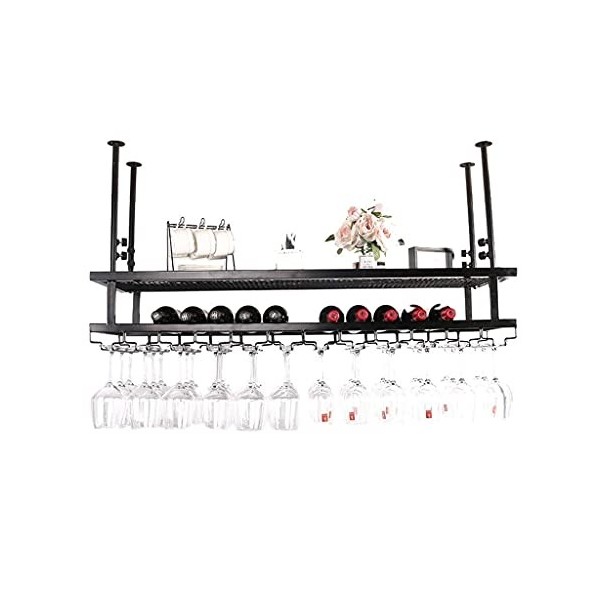 DEUYO Casier à vin de Bar à la Maison à lenvers, casier à vin, casier à gobelet, casier à vin Suspendu casier à vin, Porte-g