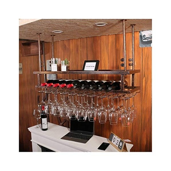 DEUYO Casier à vin de Bar à la Maison à lenvers, casier à vin, casier à gobelet, casier à vin Suspendu casier à vin, Porte-g