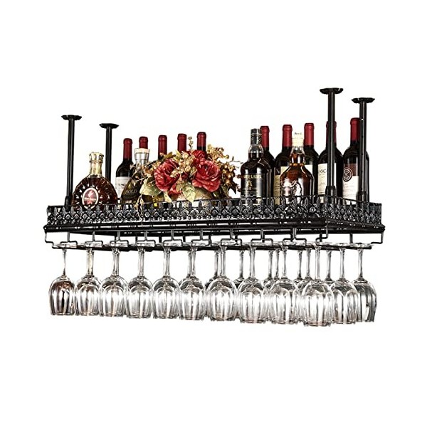 Casier à vin Casiers à vin de Plafond, Support de Verres de Porte-Bouteille de vin en métal Vintage, Support de Stockage de v
