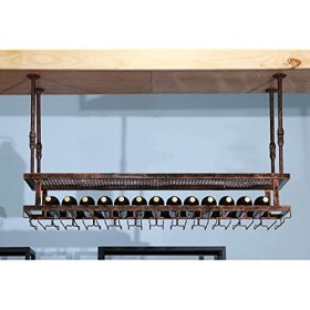 Générique Casier à vin, bar, restaurant, casier à verres à vin, support de verres à pied suspendu à 2 niveaux en fer, multifo