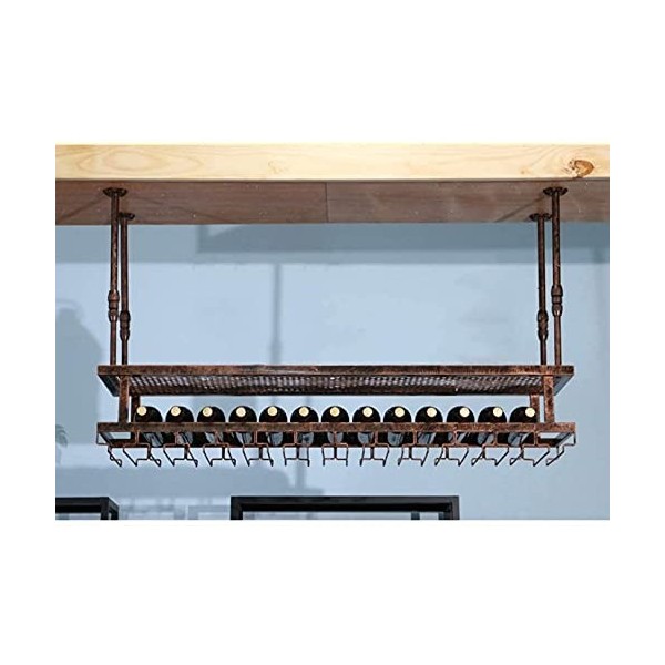 Générique Casier à vin, bar, restaurant, casier à verres à vin, support de verres à pied suspendu à 2 niveaux en fer, multifo