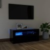 ARKEM Meuble TV avec lumières LED Noir 90x35x40 cm,Meuble TV Étagère,Meuble dangle TV,Meuble Haut Salon