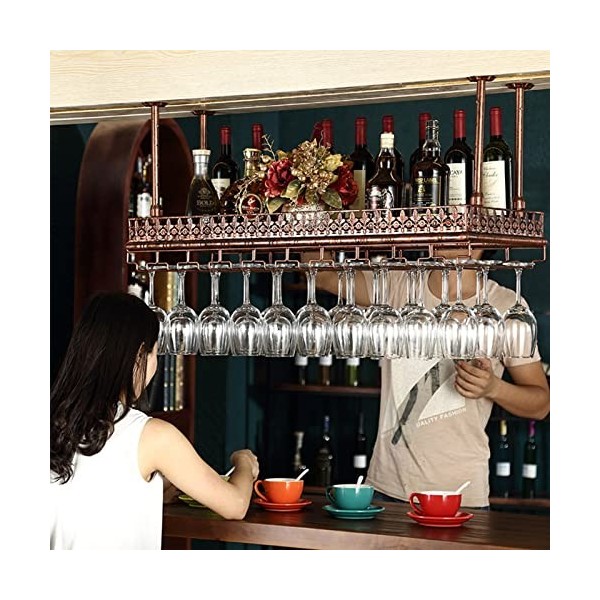 PUCHEN Casier à vin Vintage, étagère à vin Murale avec Porte-Verres, étagère de Stockage de vin en métal, présentoir, Organis