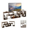 COSTWAY Meuble TV 6 Compartiments en 3 Pcs Modulaire, Banc TV Extensible 140-170cm pour TV 65" au Max, Meuble Télé Étagère Mo