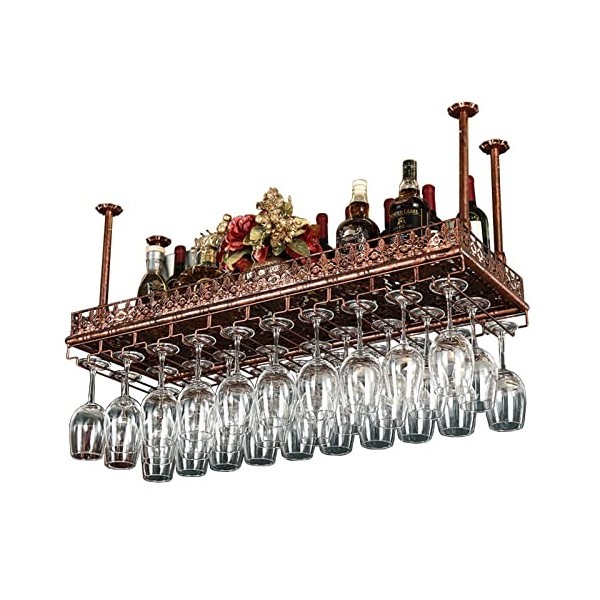 Casier à vin suspendu au plafond industriel, organisateur de bouteilles et de supports en verre, support de stockage de vin à