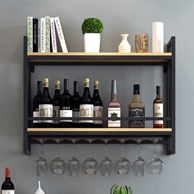 TZUFA Supports détagères flottantes industrielles de casier à vin à 2 niveaux, support de bouteille de vin de support de sto