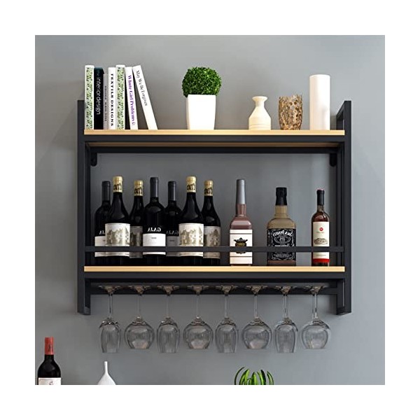 TZUFA Supports détagères flottantes industrielles de casier à vin à 2 niveaux, support de bouteille de vin de support de sto