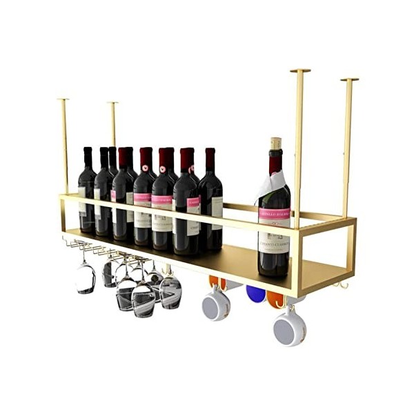 TZUFA Casier à vin de Plafond, étagère de Rangement pour Porte-vin Suspendu en métal, Support en Verre pour Porte-Bouteille M