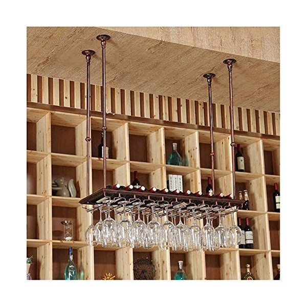 Casier à vin Suspendu avec Support en Verre et étagère, casier à vin Rouge en Fer, Cintre à vin Suspendu, casier à Verre à vi