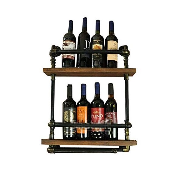 ELzEy Casier à vin Loft casier à vin sur Pied casier à vin Mural à Suspendre pour Bar Restaurant Support de Verre à vin en Fe