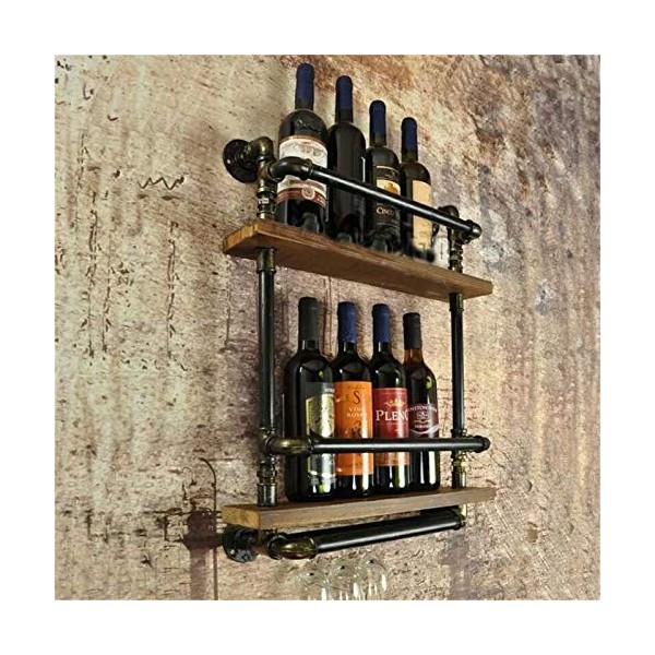 ELzEy Casier à vin Loft casier à vin sur Pied casier à vin Mural à Suspendre pour Bar Restaurant Support de Verre à vin en Fe