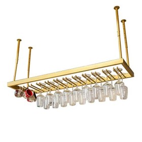 PJQUEKAIPJ Casier à vin, bar, restaurant, suspendu, casier à verres à vin, supports à verres à pied dorés, support à bouteill