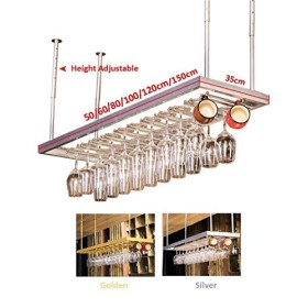 PJQUEKAIPJ Casier à vin, Bar, Restaurant, Suspendu, casier à Verres à vin, Supports à Verres à Pied dorés, Support à Bouteill