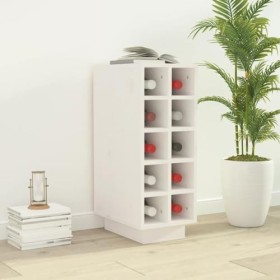 TEKEET Armoire à vin en pin massif Blanc 23 x 34 x 61 cm