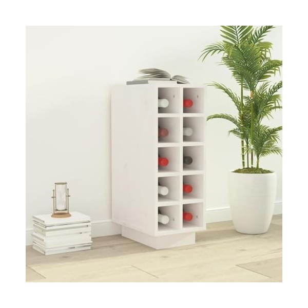 TEKEET Armoire à vin en pin massif Blanc 23 x 34 x 61 cm