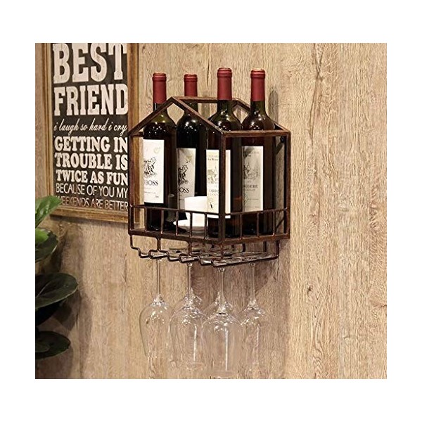 Casier à vin Suspendu Casier à vin en Bois Massif Décoration de Salle à Manger Murale Rangement pour Armoire à vin Murale A 