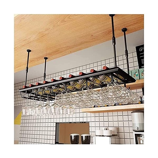 Casier à vin Suspendu avec Support en Verre et étagère, casier à gobelets Suspendu à lenvers, casier à vin créatif, casier à