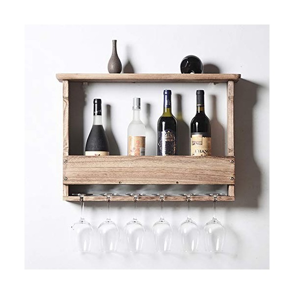 Casier à Verres à Vin Étagère Support de Verre à Vin Casier à Vin Support Mural en Bois Vin Rouge Restaurant Décoration Suppo
