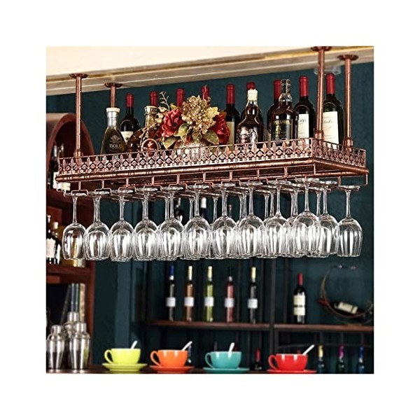 PUCHEN Casier à vin en Fer forgé Double à lenvers casier à Verre à vin Suspendu Armoire à vin tenture Murale casier à Verre 