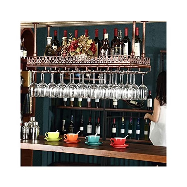 PUCHEN Casier à vin en Fer forgé Double à lenvers casier à Verre à vin Suspendu Armoire à vin tenture Murale casier à Verre 