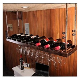 LaxTo Casier à vin Suspendu avec Support en Verre et étagère, Grand casier à Verre, Bar à lenvers, Style européen, Salon, Sa