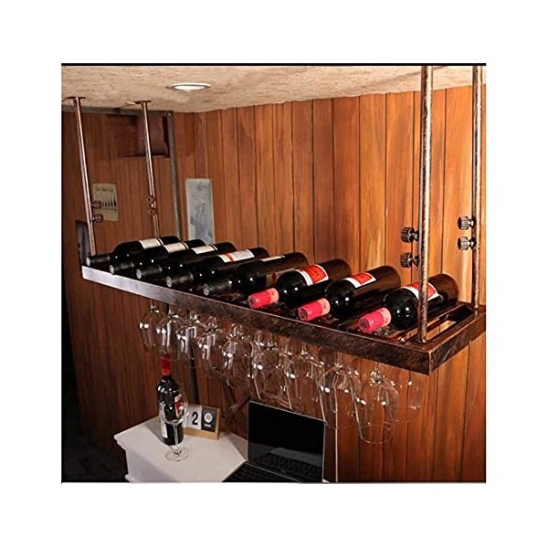 LaxTo Casier à vin Suspendu avec Support en Verre et étagère, Grand casier à Verre, Bar à lenvers, Style européen, Salon, Sa