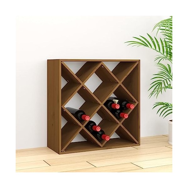 TALCUS Home Hardware Businese Armoire à vin en pin massif Marron miel 62 x 25 x 62 cm